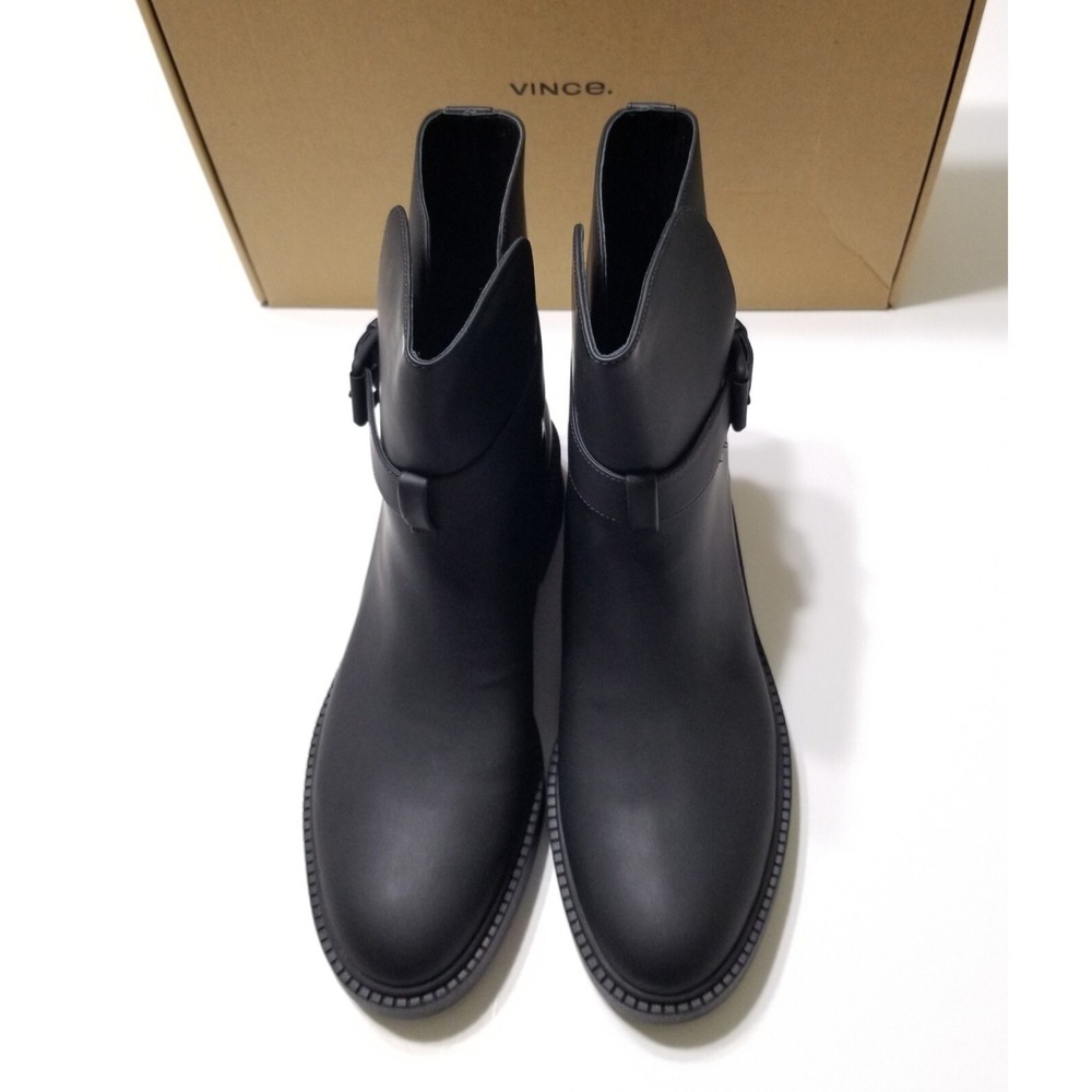 NIB Vince Kaelyn Leather Waterproof Moto Ankle Boots Black Buckle 9.5 $350 - Picture 3 of 16